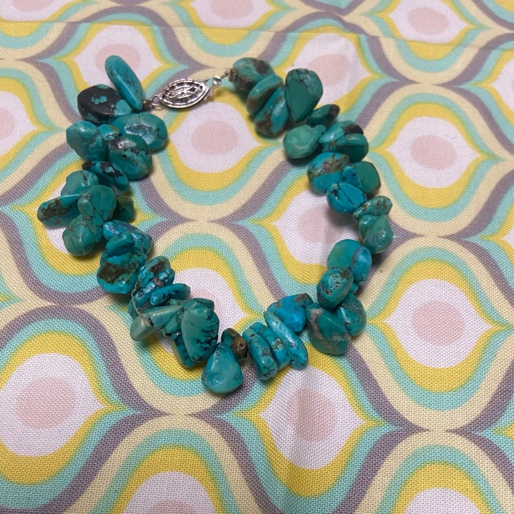 Vintage Turquoise bracelet with filigree clasp. Boho. Very good conditio…